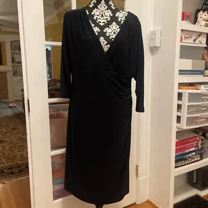 Precioso Vestido LAUREN by Ralph Lauren Azul Marino Elastizado Acanalado Manga 3/4 Talla 14w - Imagen 1 de 7