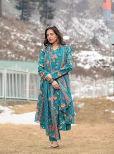 Floral printed flared anarkali kurta pant and dupatta dresses for women suits - Picture 1 of 9