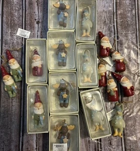 russ berrie and company Christmas Ornaments Santa, Moose, Bunny Lot - Picture 1 of 11