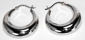 Sterling Silber 925 Paar Ohrring Hänger Kreis Creole schlicht poliert  - Bild 1 von 4