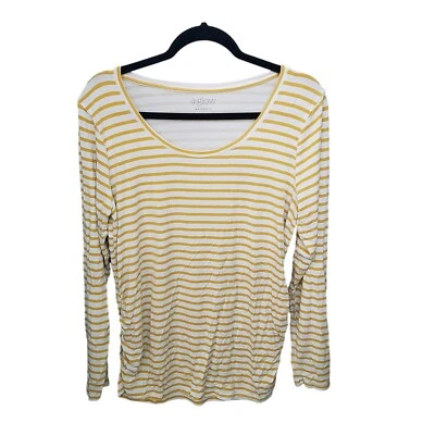 A. Glow Womens Sz XL Yellow White Striped Long Sleeve Maternity Shirt - Image 1 of 4