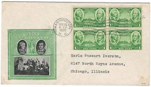 ESTADOS UNIDOS 1936 Cubierta muy fina de Washington a Chicago #USC22 - Imagen 1 de 1