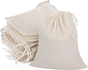 20 Pcs Muslin Drawstring Bags - Natural Unbleached Cotton Straining Bags for Her - Picture 1 of 12