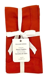 Williams Sonoma Napkins Set of 4 Hemstitched 100% Cotton Rust Cloth Dinner 20x20 - Picture 1 of 6