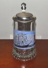 Domex Vintage Glass Lidded Beer Stein "Passat" Sailing Ship & Lighthouse