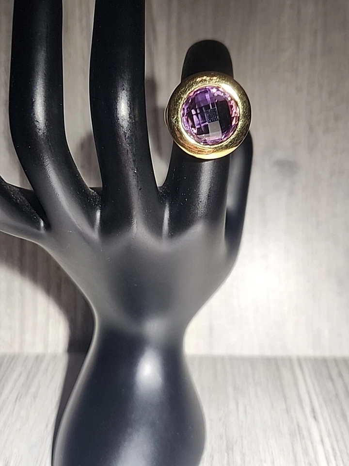 Anillo ITAOR piedra púrpura chapada en oro resina talla 6 Foto 1 de 3