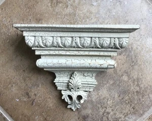 Vintage Distressed Antiqued Crackle Finish Resin Wall Sconce Shelf 7x2.75x5.75" - Picture 1 of 11