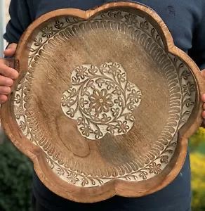 Snuglily 15 Zoll rustikal geometrisch Sechskant Tablett Holz Serviertablett Konsolentablett - Bild 1 von 7