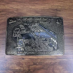 Vintage Messing Gürtelschnalle Thai Raffinerie Bau Karte Ta Phut Thailand - Bild 1 von 10
