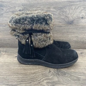 Minnetonka Everett Suede Faux Fur Snow Boot Women’s Size 9 US Black 822028-10 - Picture 1 of 10