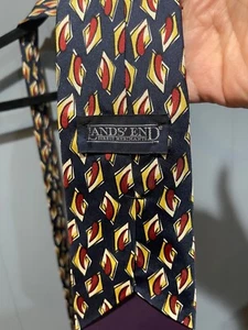 Lands’ End 100% Silk Men’s Navy Necktie Made In USA Neck Tie - Picture 1 of 4