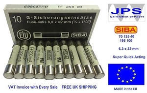 SIBA 70 125 40 200mA Fuse Very QuickActing FF200mA type 195100 JPSF093 x1/2/5/10 - Picture 1 of 9