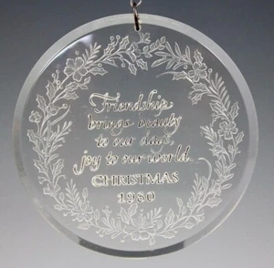 Hallmark Holiday Highlights Amistad Adorno Acrílico con Caja 1980 Recortadora de Árbol - Imagen 1 de 5