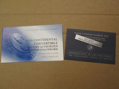 Franklin Mint Paperwork 1956 Continental Convertible - Image 1 of 3