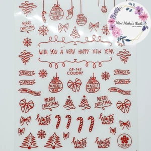 Red Holographic Christmas Tree Stickers CandyCane Ornament Nail Art Design CB145 - Picture 1 of 5