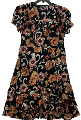Vestido Chadwicks con volantes en capas para mujer talla M multicolor floral manga corta Foto 1 de 4