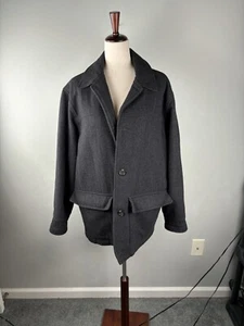 Old Navy Men's Pea Coat Wool Blend Medium Black Pockets Three Button - Picture 1 of 10
