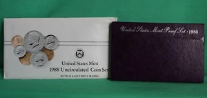 1988 Proof and Uncirculated Annual US Mint Coin Sets PDS 15 Coins 2 Sets - Bild 1 von 10