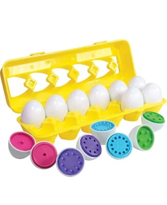 Kidzlane Color Matching Egg Toy Set - 12 Play Eggs Toddler Toys - Yellow  - Image 1 of 4