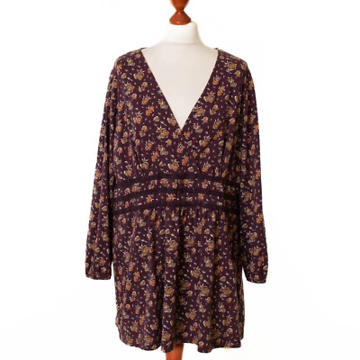 Womens DEERBERG Purple Floral Long Sleeve Tunic Size XL 11033 - Image 1 of 4