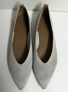 EVERLANE The 40 Hour Flat ReKnit Pointed Pointy Toe Ballet Shoes CreamSize 10.5 - Picture 1 of 6