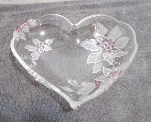 Mikasa Crystal Heart-Shaped Pink Rose Candy or Serving Dish - Picture 1 of 4