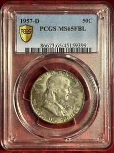 1957 D PCGS Gold shield. MS65 FBL . Wonderful Toning Throughout. #70. - Picture 1 of 4