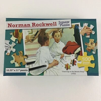 Norman Rockwell Jigsaw Puzzle 500 Piece First Trip To Beauty Shop 1972 Sealed - Image 1 of 4