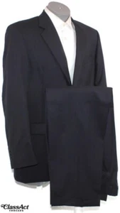 Stafford Performance Mens 2 Piece Suit Blue Wool 2 Btn 42L Pleated Fronts 36" W - Picture 1 of 11