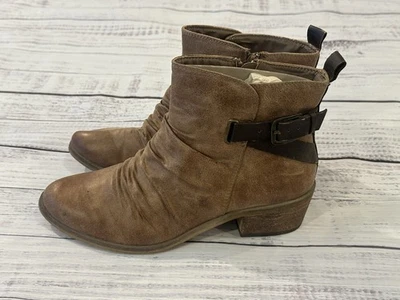 Baretraps женщин коричневый Rouched ботильоны размер 10 M искусственной кожи стороны молнии EUC - Изображение 1 из 4