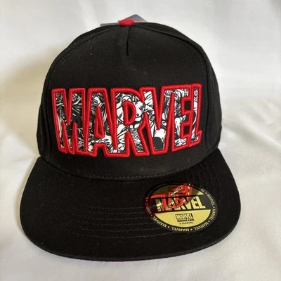 NEW Marvel Comics Embroidered "MARVEL" Hat Ball Cap Black OSFM - Image 1 of 4