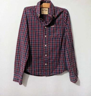 Chemise bleu et bordeaux coton regular T36 Hollister (4508058) - Photo 1/4