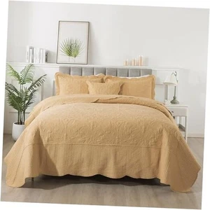 California King Quilt 128x120 - Oversized Super King-128"x120" Dusty Yellow - Picture 1 of 8