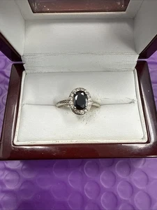 ⭐️Sterling Silber Ring blau simulierter Saphir CZ Größe 7,5 (4) - Bild 1 von 6