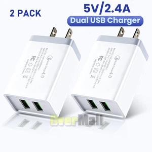 Caricabatteria da parete USB veloce doppia porta blocco 5V 2.4A adattatore di alimentazione per iPhone iPod - Foto 1 di 17