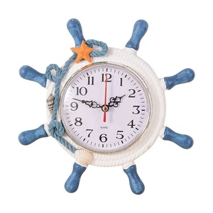 Nautical Beach Wheel Wall Clock Maritime Time Clock Home Wall Decoration - Picture 1 of 12