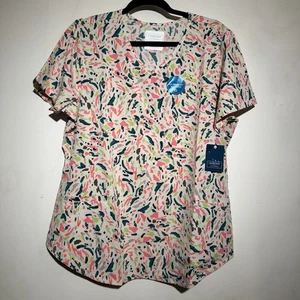 Cherokee Scrub Top Women’s Size Large - Brush Stroke Design - NWT - Picture 1 of 2