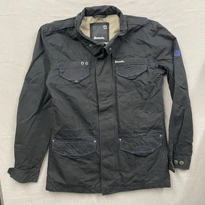 Bench Jacket Mens Large Black Chore Military Cargo Field Casual Button full Zip - Picture 1 of 12