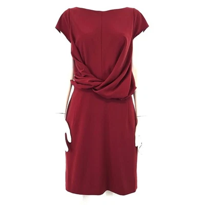 STUNNING WOMENS CARVEN TWIST FRONT ZIP BACK SHIFT DRESS CRIMSON RED 40 10 12 - Image 1 of 4