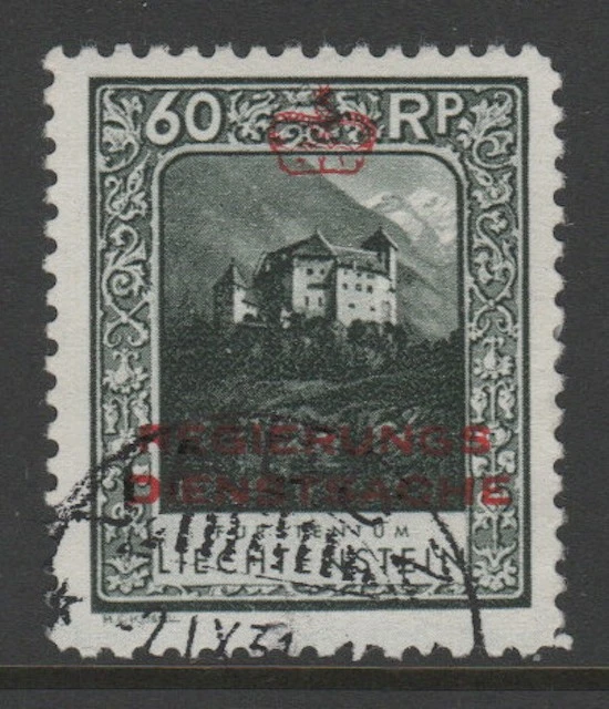 Лихтенштейн 1932 60r официальный P101⁄2 Mi 6A / Sc O6 var VFU CV €60 - Изображение 1 из 1