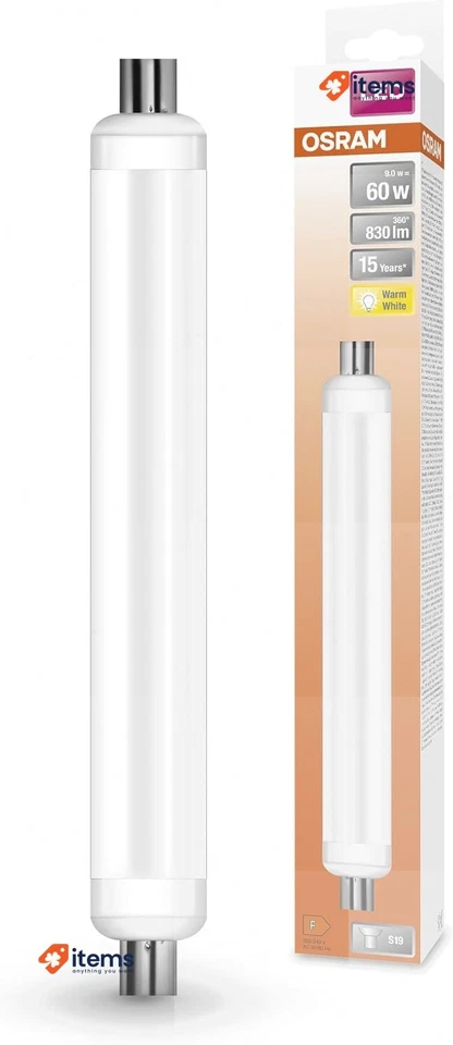 OSRAM LED Rohrförmig Lampe Spezial S19 Fr 60, Linear, 9W, 830Lm, 2700K - 9 W, W - Bild 1 von 1