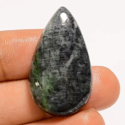 Piedras preciosas sueltas cabujón en forma de pera de diopsido natural para joyería 36 quilates 32x19X6 mm Foto 1 de 3