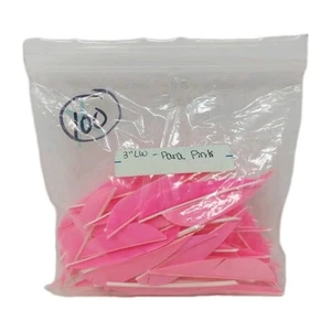 100 Pack Archery Arrow Feathers 3" Left Wing: Parabolic Pink - Picture 1 of 3
