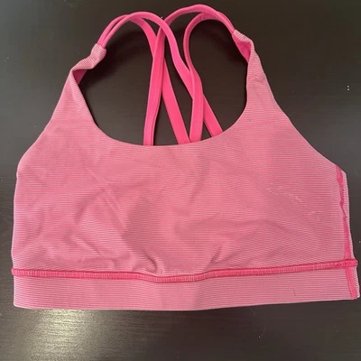 Sujetador Lululemon Energy Talla 4 en Wee Rayas Joyas Magenta Tirantes Foto 1 de 3
