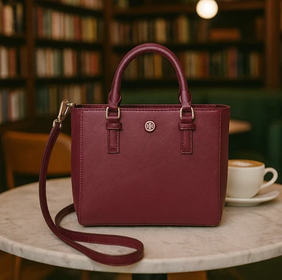 NEW Tory Burch Robinson Shiraz Saffiano Leather Mini Square Tote Bag/Satchel  - Image 1 of 4