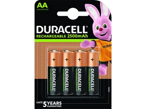Pilas AA recargables - Duracell AA, 4 unidades, 2500 mAh LR06 / LR6, Negro - Imagen 1 de 7