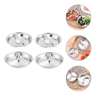  4 Pcs Ciotola Di Salsa Immersione Piatto in Acciaio Inossidabile - Immagine 1 di 4