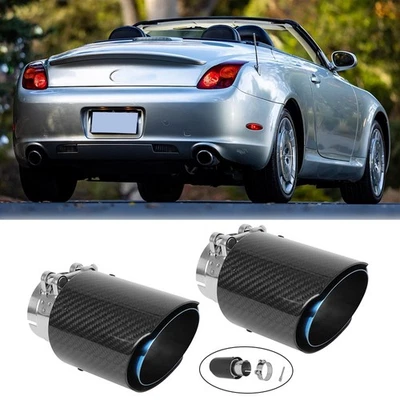For Lexus SC430 S400 SC300 Dual 2.5" to 3.5" Stainless Steel Exhaust Tip Carbon - Image 1 of 4