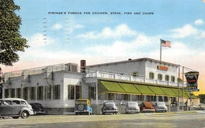 FISCHER'S Frankenmuth Chicken Dinners Michigan Roadside 1948 Vintage Postcard - Picture 1 of 1