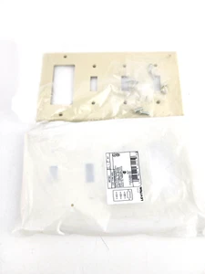 2pcs Leviton 4-Gang Wallplate 3-Toggle 1 Decora GFCI 80732-I 80732I Ivory Color - Picture 1 of 2